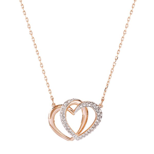 Swarovski necklace with double-heart design, a women's collarbone chain - Image 2