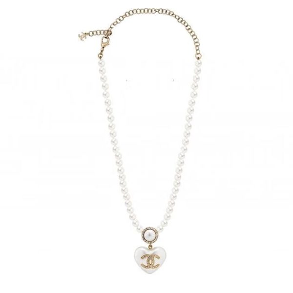 Chanel pearl heart-shaped necklace, women's style, white - Image 3