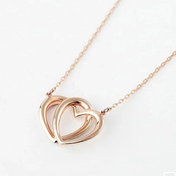 Swarovski necklace with double-heart design, a women's collarbone chain - Image 4