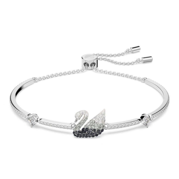 Swarovski black and white gradient swan bangle, women's bracelet