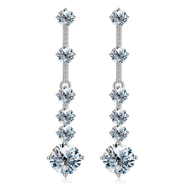 Long tassel earrings with Moissanite made of S925 silver