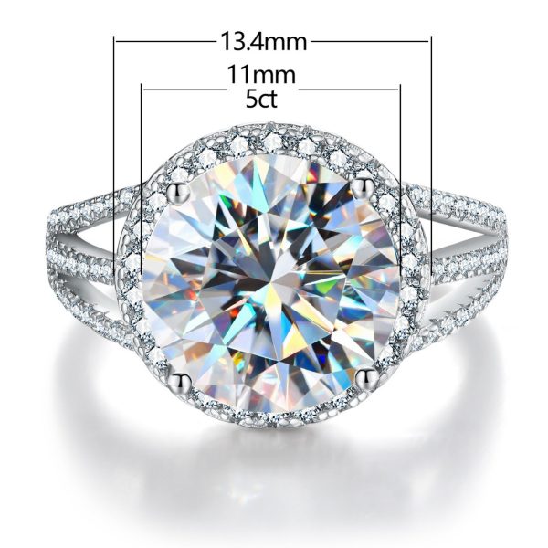 5-carat Moissanite, 925 silver and PT950 platinum engagement ring - Image 2