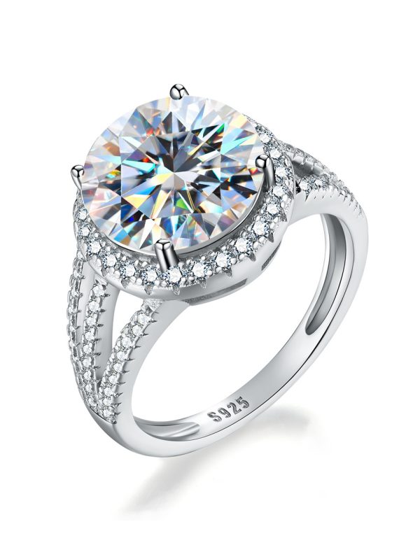 5-carat Moissanite, 925 silver and PT950 platinum engagement ring