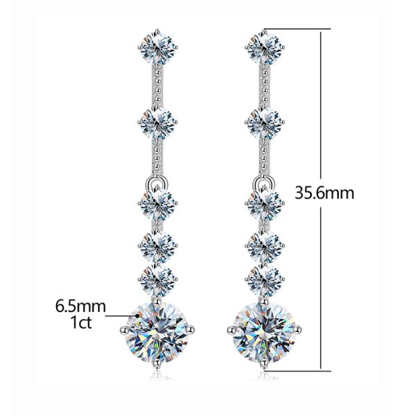 Long tassel earrings with Moissanite made of S925 silver - Image 2