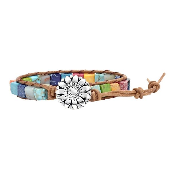 Hand-braided bracelets made of natural stones in Bohemian style